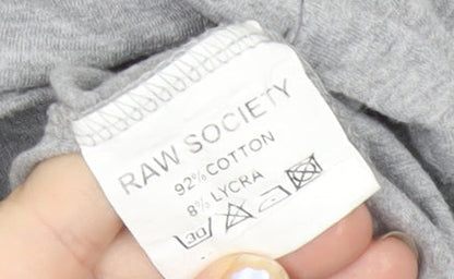 Raw Society Mens Grey XL Logo Crew Neck Short Sleeve T-Shirt