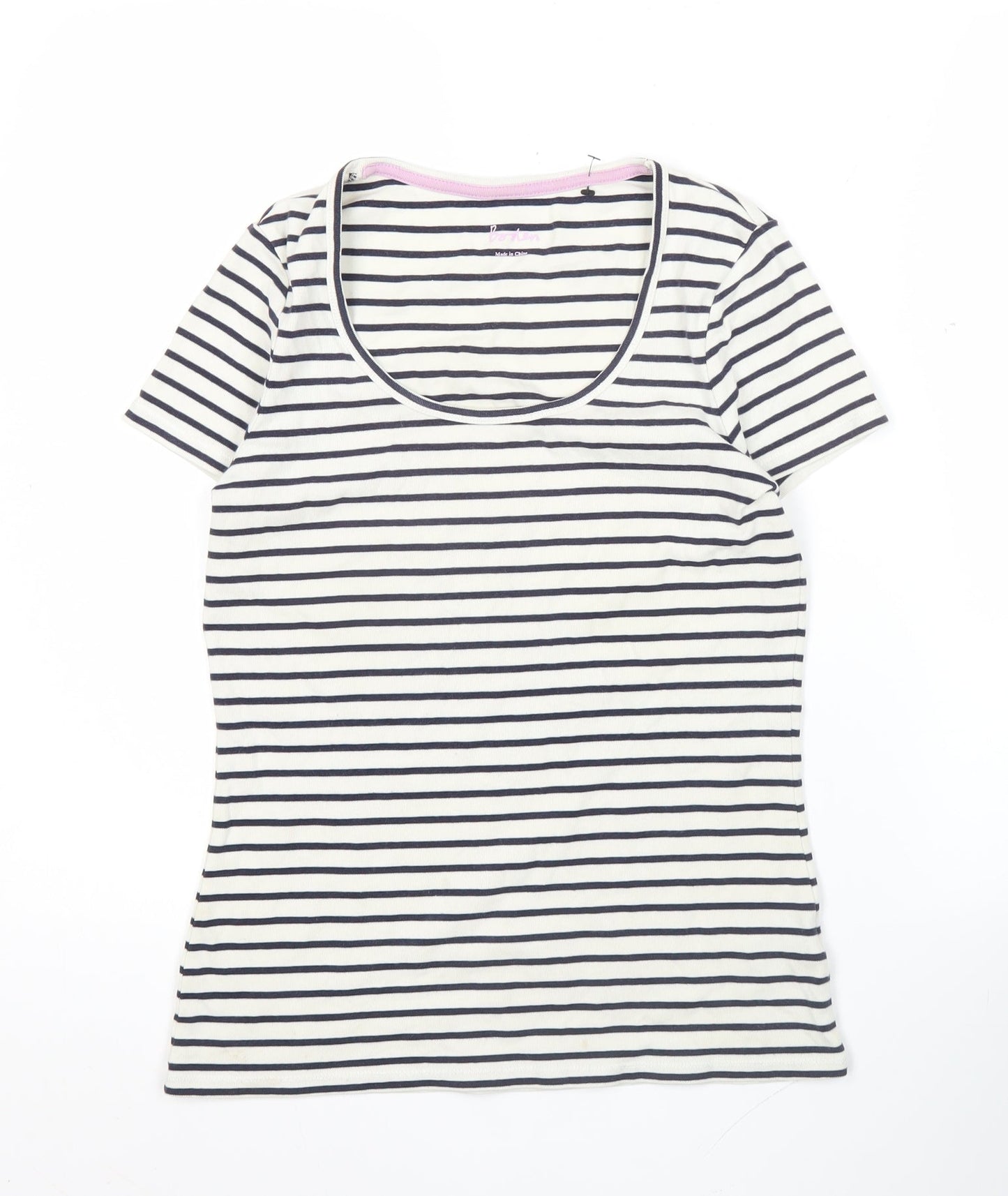 Boden Women’s Multicoloured Stripe T-Shirt UK 10 Cotton Stretch