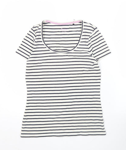 Boden Women’s Multicoloured Stripe T-Shirt UK 10 Cotton Stretch