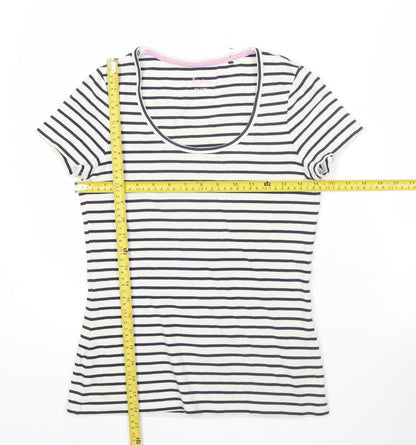 Boden Women’s Multicoloured Stripe T-Shirt UK 10 Cotton Stretch