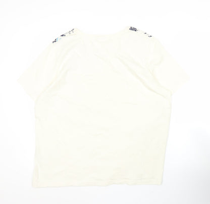 Damart Women’s Ivory Floral Print Cotton T-Shirt Plus Size 22/24