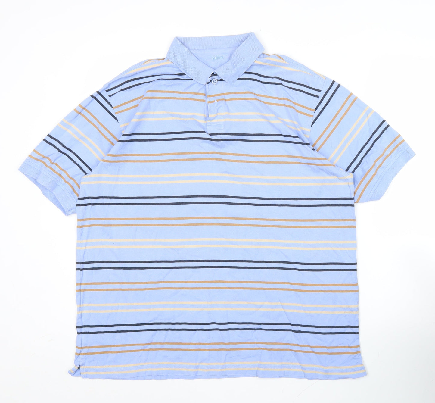 Guise Men’s Blue Striped Cotton Polo Shirt Size L Casual
