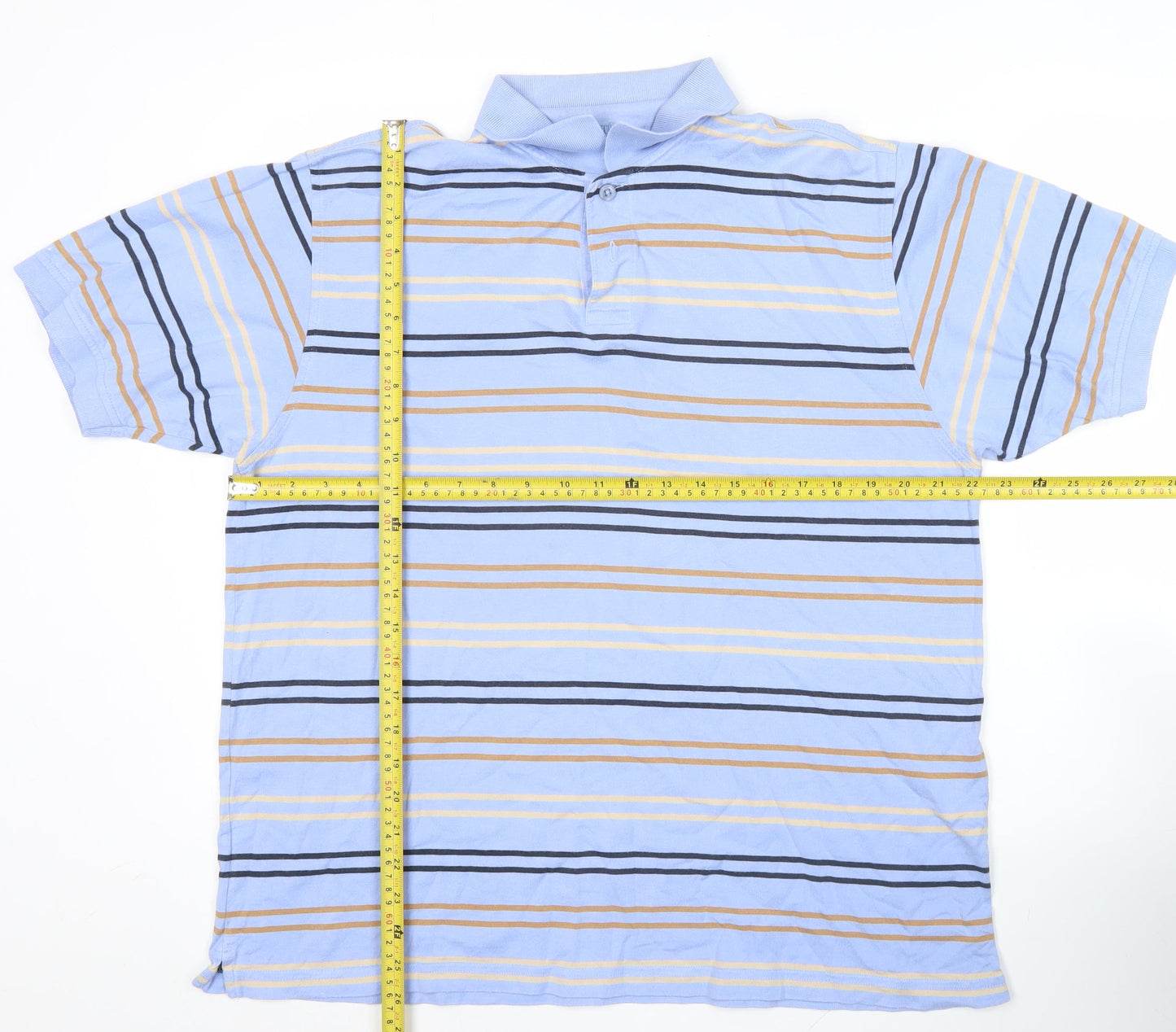 Guise Men’s Blue Striped Cotton Polo Shirt Size L Casual