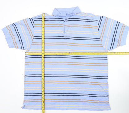 Guise Men’s Blue Striped Cotton Polo Shirt Size L Casual