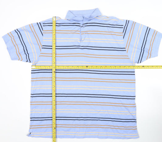 Guise Men’s Blue Striped Cotton Polo Shirt Size L Casual