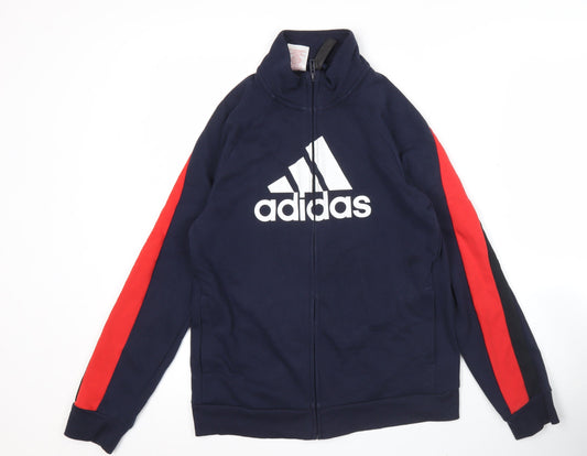 Additional front view of Adidas boys’ blue track jacket 12 years full zip logo sports activewear
