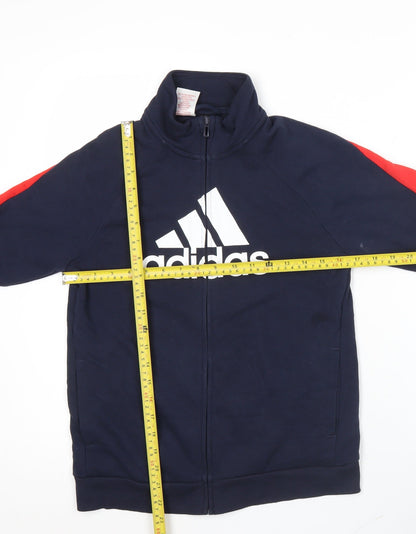 Adidas Boys Blue Track Jacket 12 Years Full Zip Logo Sports Activewear