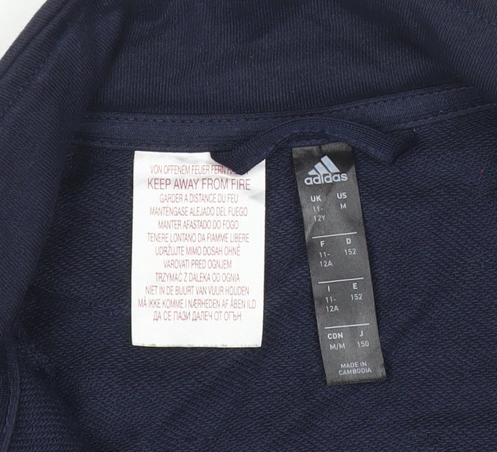 Adidas Boys Blue Track Jacket 12 Years Full Zip Logo Sports Activewear