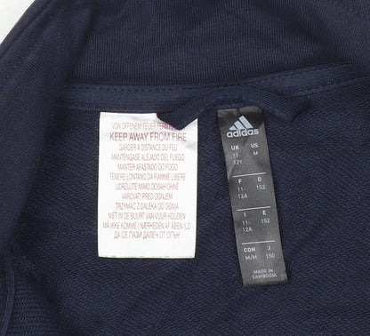 Adidas Boys Blue Track Jacket 12 Years Full Zip Logo Sports Activewear