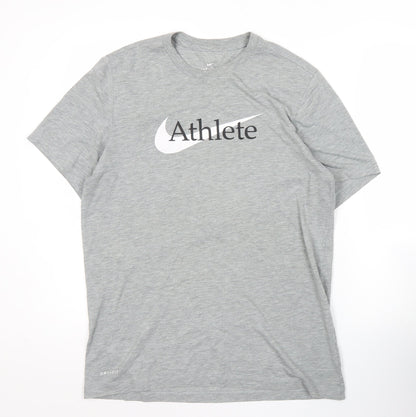 Nike Men's Grey Dri-Fit Athlete Logo T-Shirt Size M