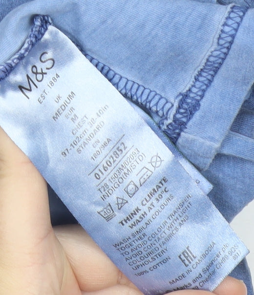 Marks and Spencer Men's Blue Medium Slim Fit Graphic T-Shirt