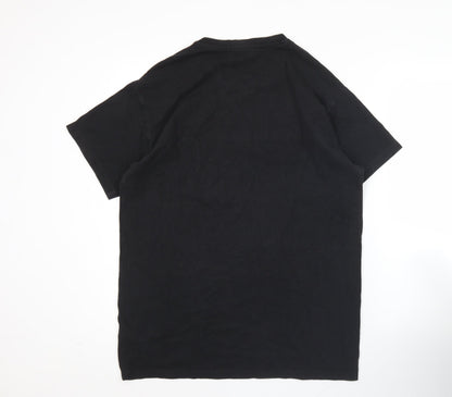 New Look Men Black M Crew Neck Cotton Striped T-Shirt