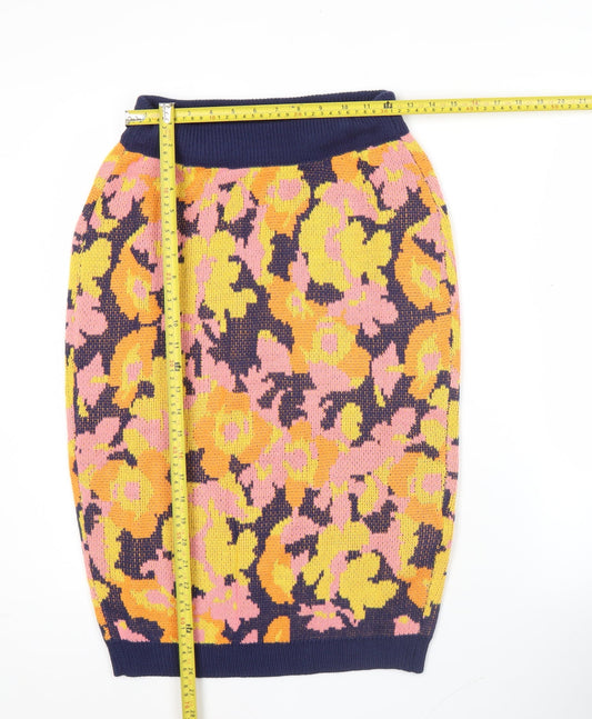 Chi Chi Women’s Multicoloured Floral Knit Pencil Skirt M