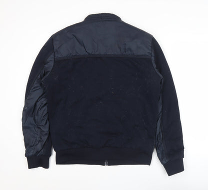 Zara Man Mens Blue Quilted Bomber Jacket L Regular Fit Casual