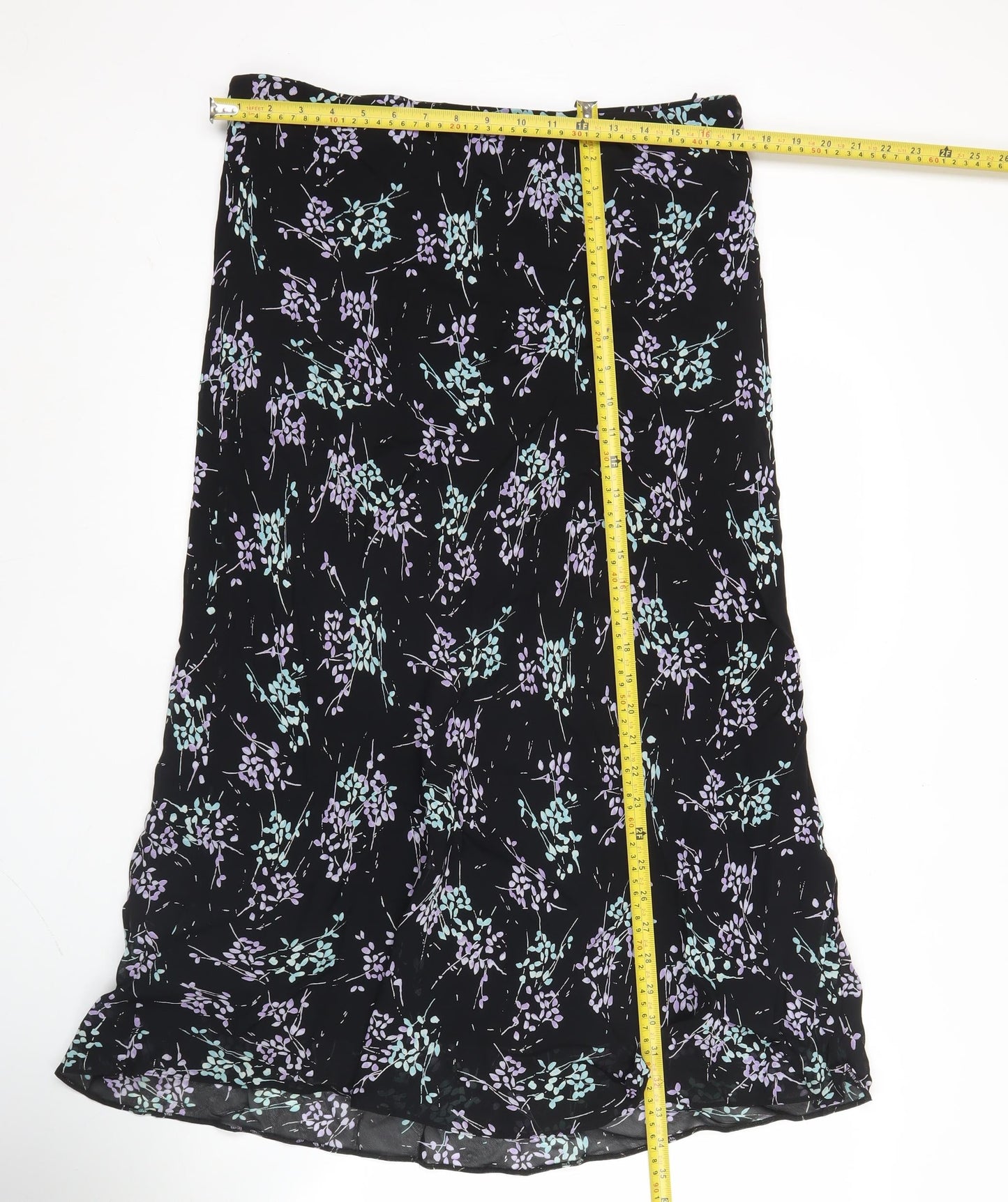 Marks and Spencer Women’s Black Floral A-Line Midi Skirt Size 18