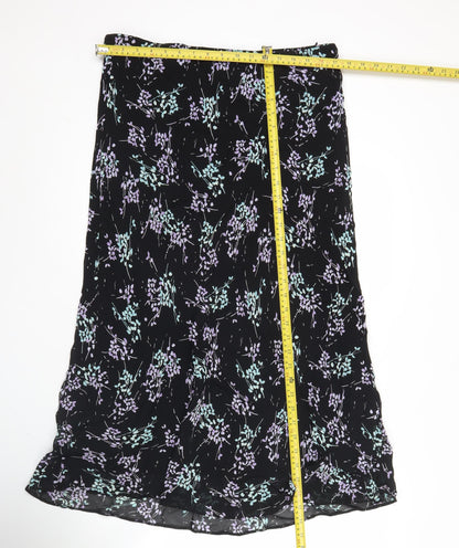 Marks and Spencer Women’s Black Floral A-Line Midi Skirt Size 18