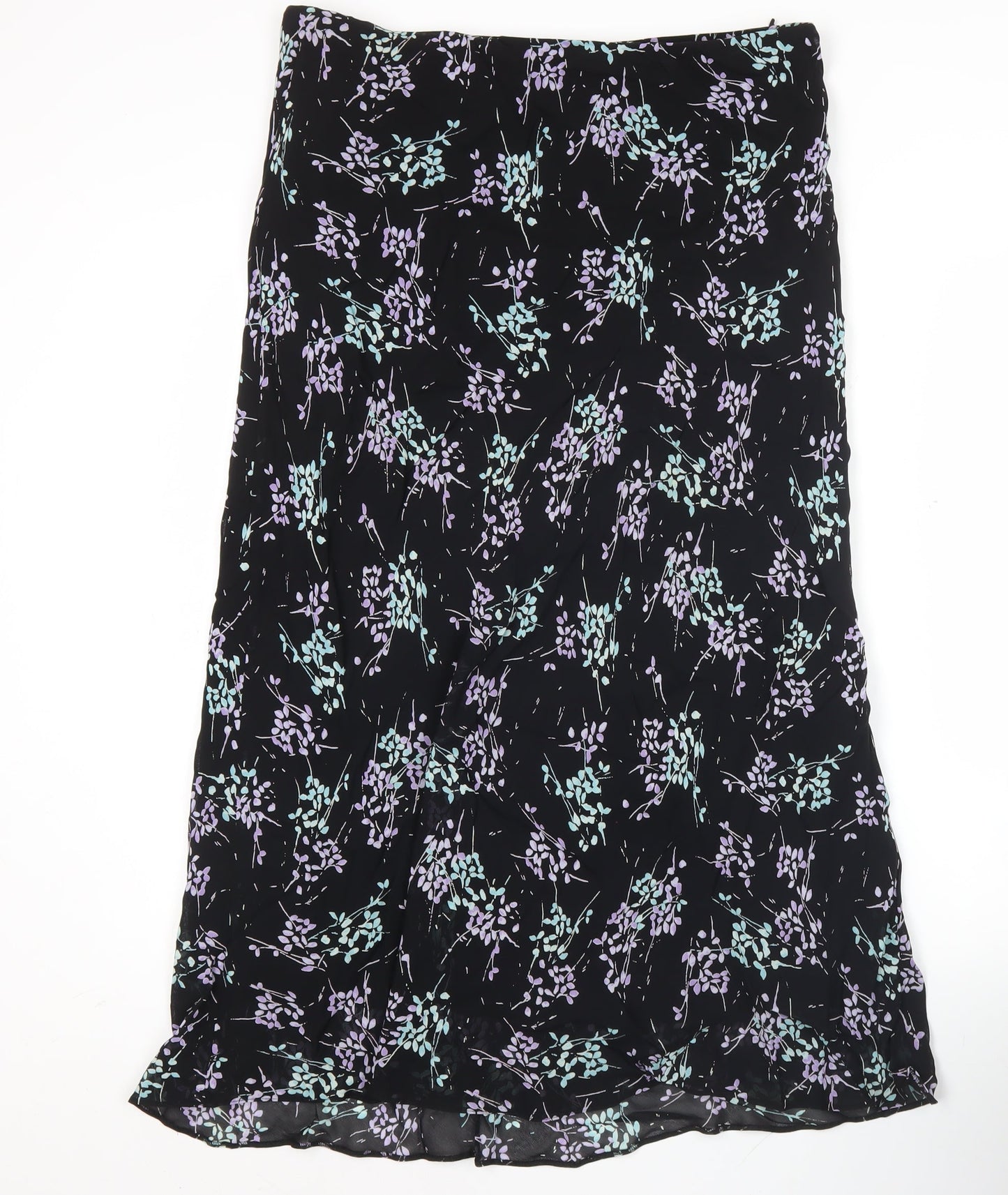 Marks and Spencer Women’s Black Floral A-Line Midi Skirt Size 18