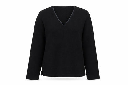 Debbie Morgan Womens Black V-Neck Pullover Sweatshirt Size M