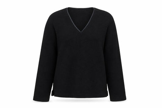 Debbie Morgan Womens Black V-Neck Pullover Sweatshirt Size M