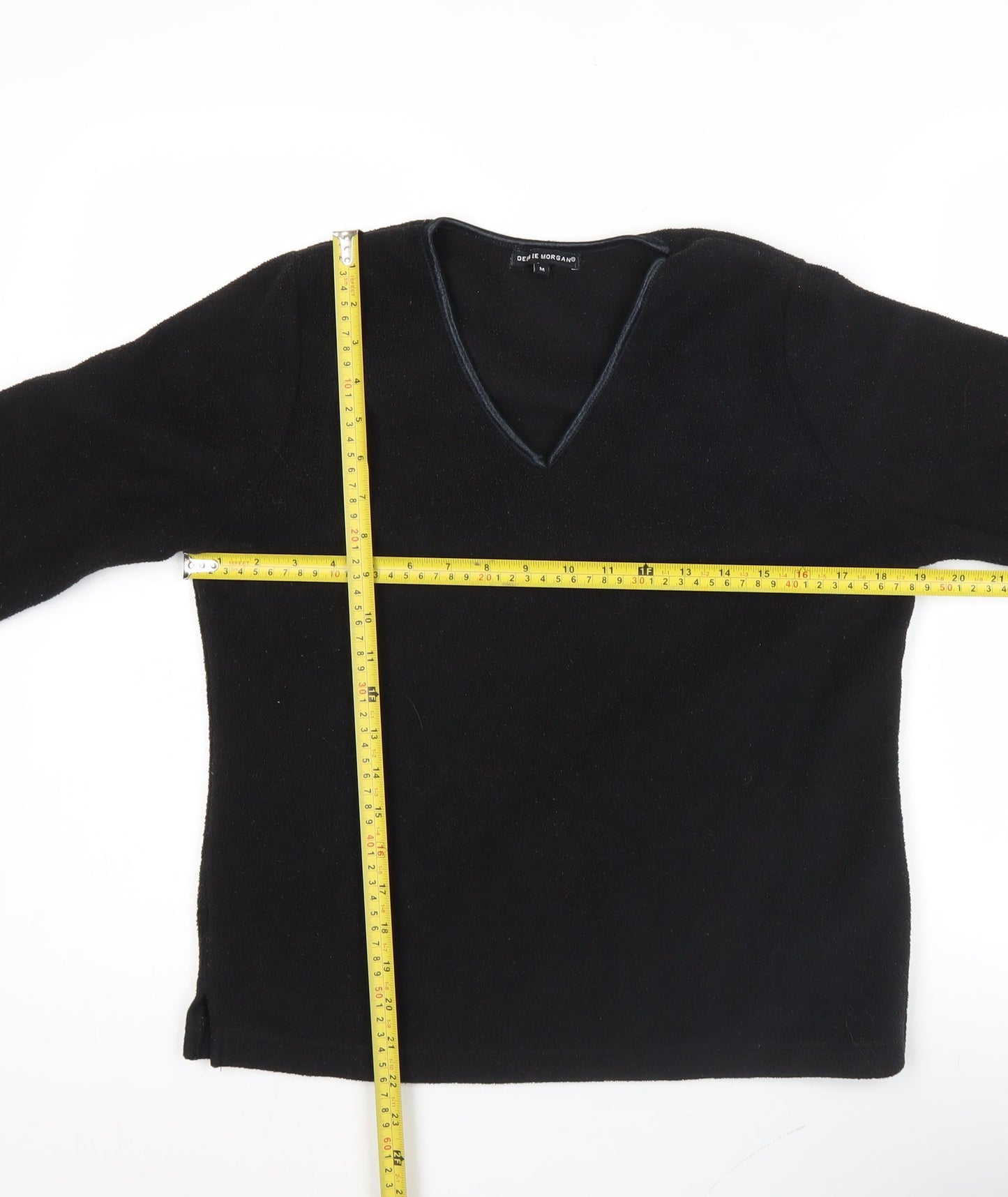 Debie Morgan Womens Black V-Neck Pullover Sweatshirt Size M