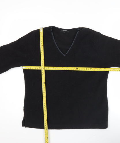 Debie Morgan Womens Black V-Neck Pullover Sweatshirt Size M