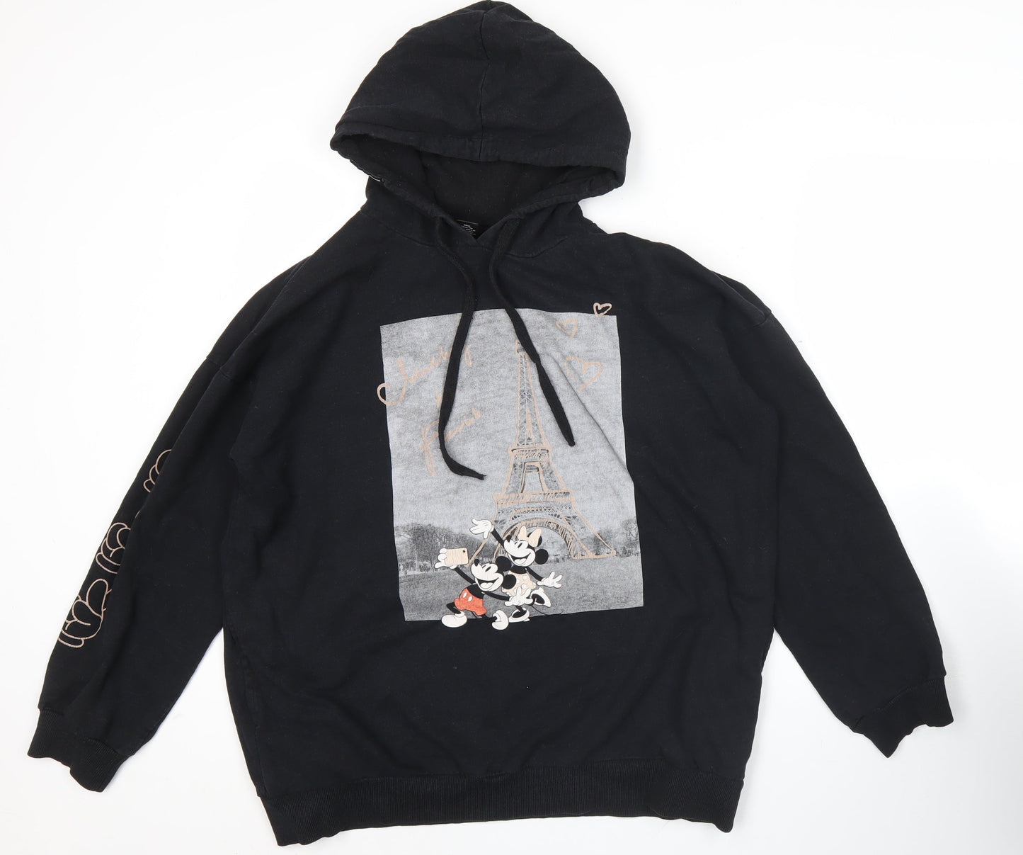 Sinsay Disney Womens Black Hoodie M Mickey Mouse Paris Graphic Pullover