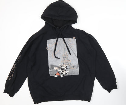 Sinsay Disney Womens Black Hoodie M Mickey Mouse Paris Graphic Pullover