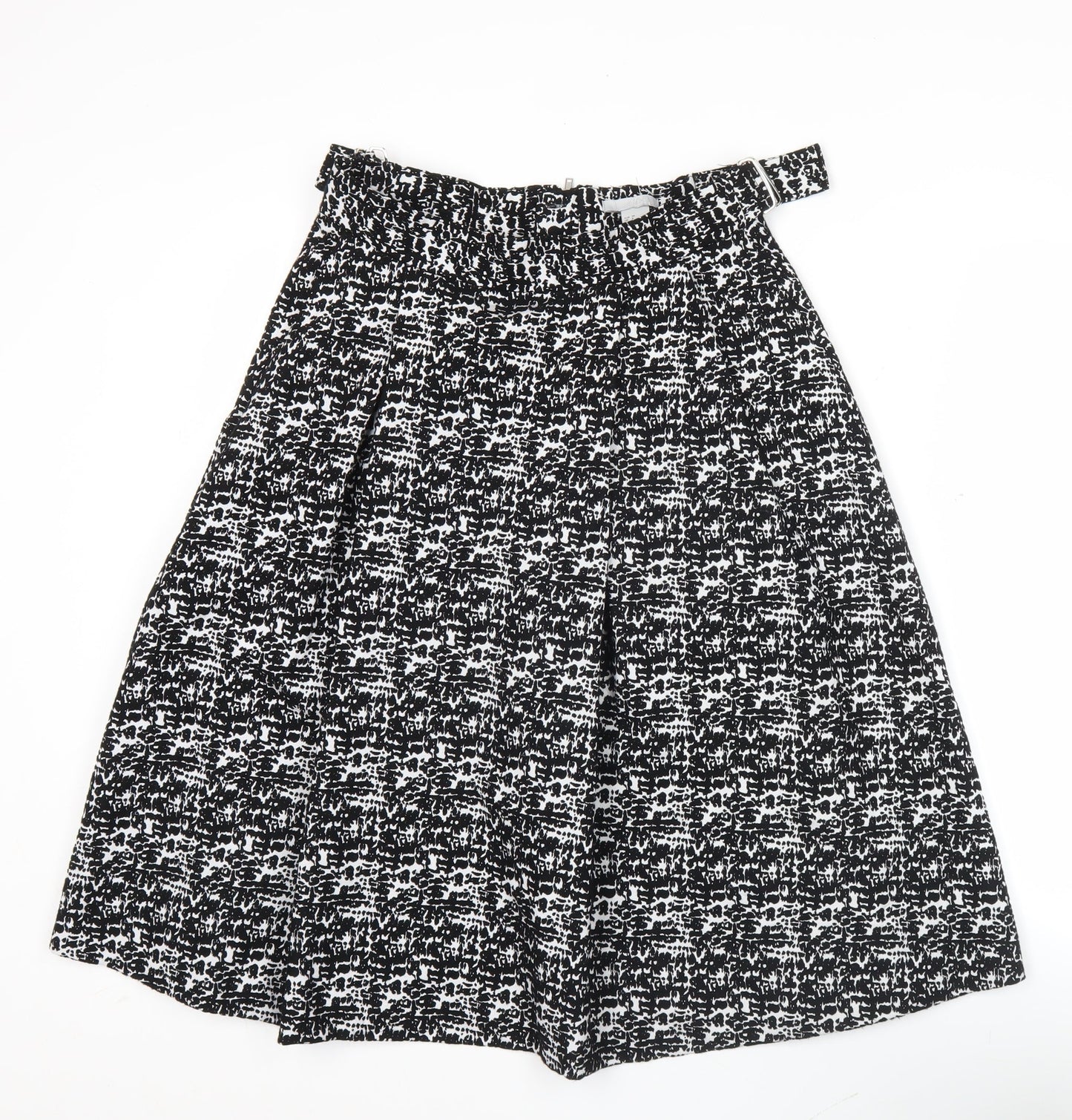 H&M Women’s Black A-Line Skirt Size 10 Geometric Knee Length