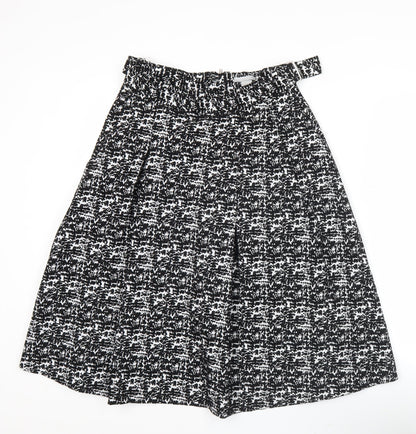 H&M Women’s Black A-Line Skirt Size 10 Geometric Knee Length