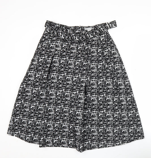 H&M Women’s Black A-Line Skirt Size 10 Geometric Knee Length