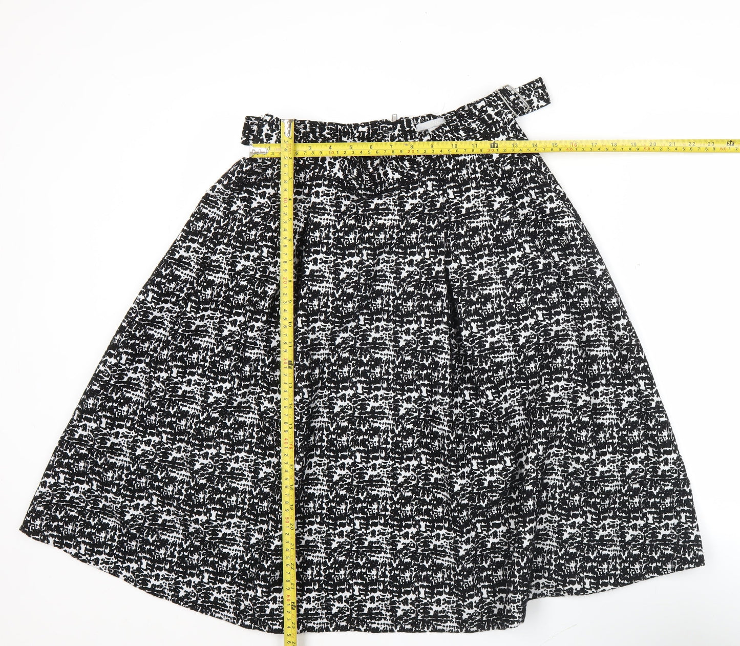 H&M Women’s Black A-Line Skirt Size 10 Geometric Knee Length