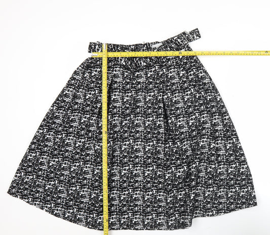 H&M Women’s Black A-Line Skirt Size 10 Geometric Knee Length
