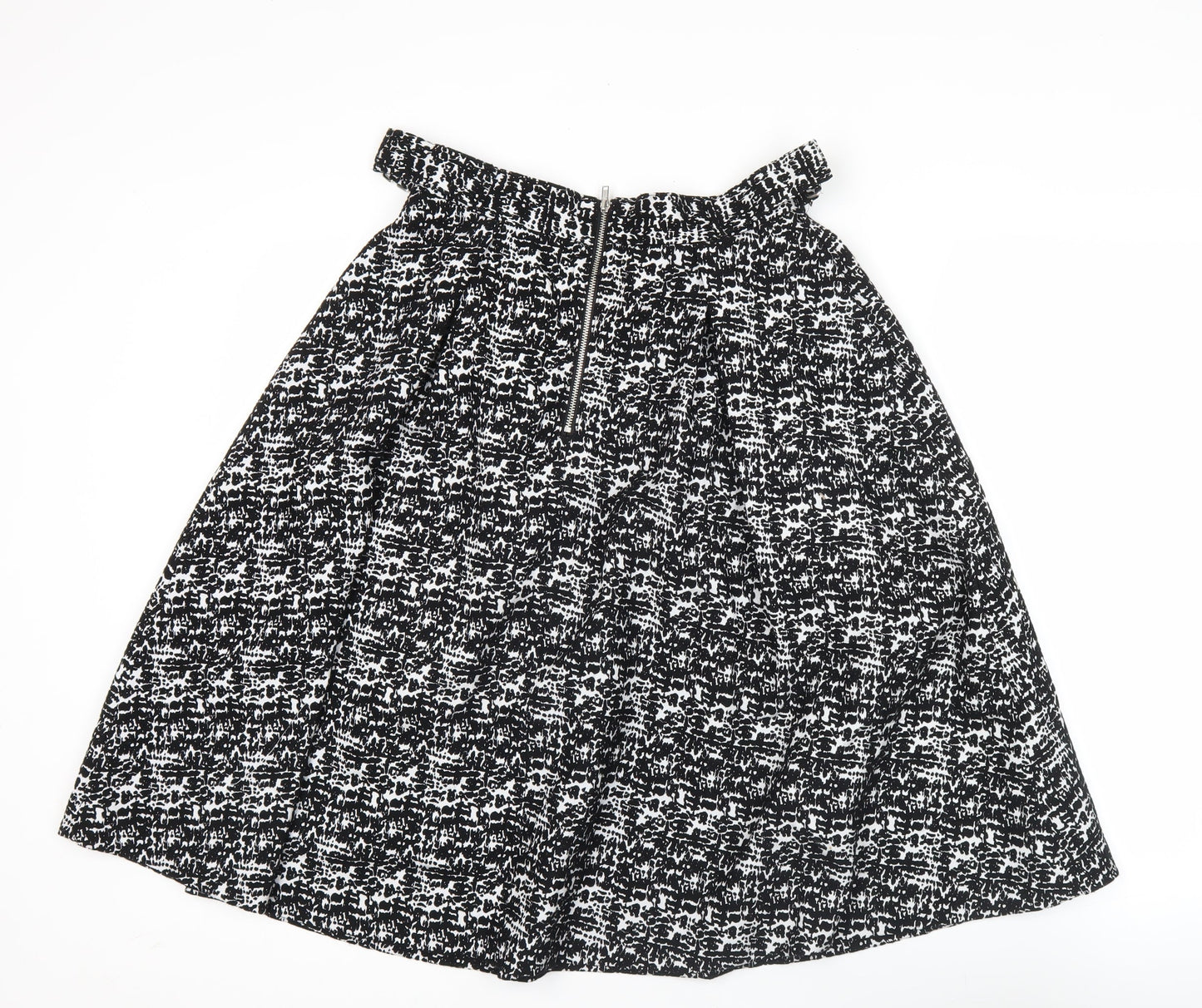 H&M Women’s Black A-Line Skirt Size 10 Geometric Knee Length