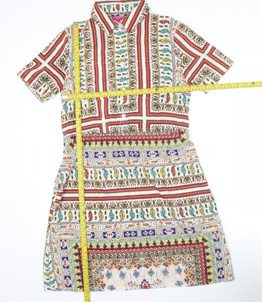 Boohoo Women’s Multicoloured Shirt Dress Size 8 Collared Short Sleeve
