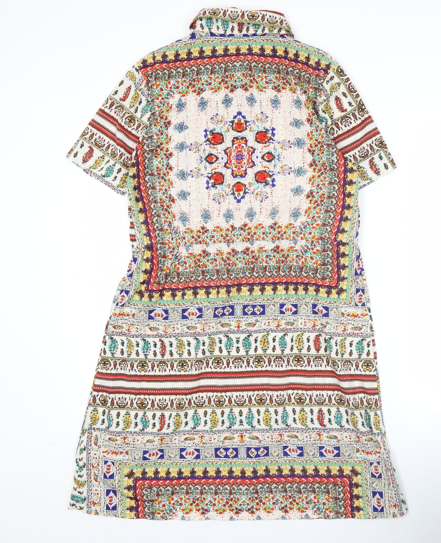 Boohoo Women’s Multicoloured Shirt Dress Size 8 Collared Short Sleeve