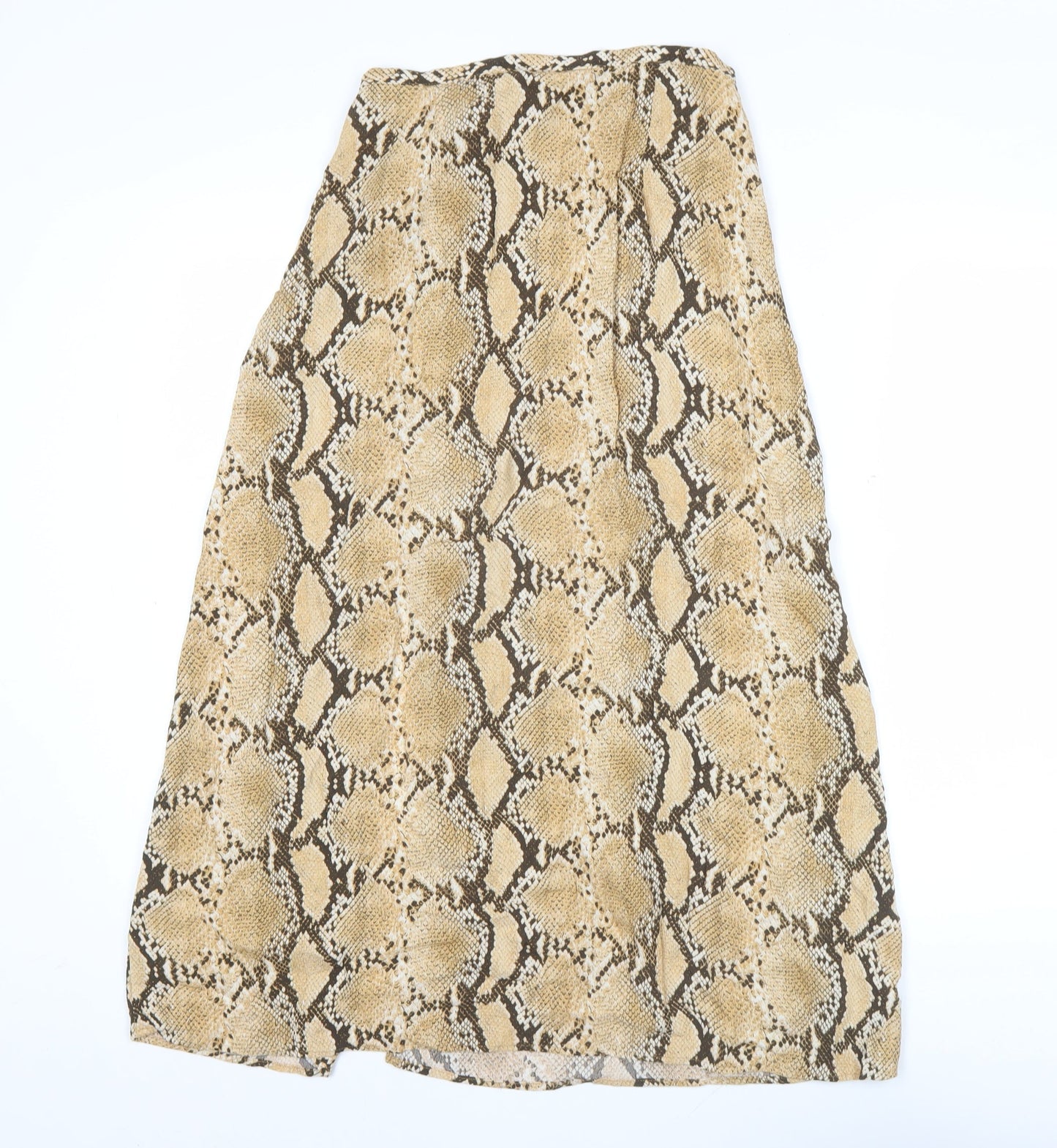H&M Women’s Beige Snake Print Midi A-Line Skirt Size 12