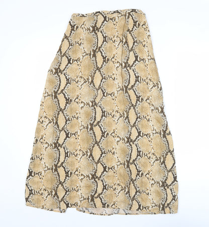 H&M Women’s Beige Snake Print Midi A-Line Skirt Size 12