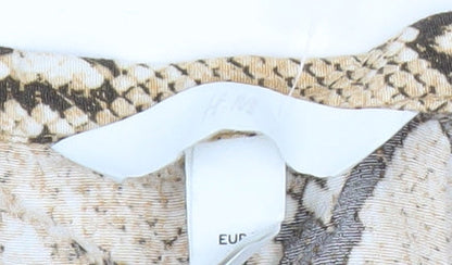 H&M Women’s Beige Snake Print Midi A-Line Skirt Size 12