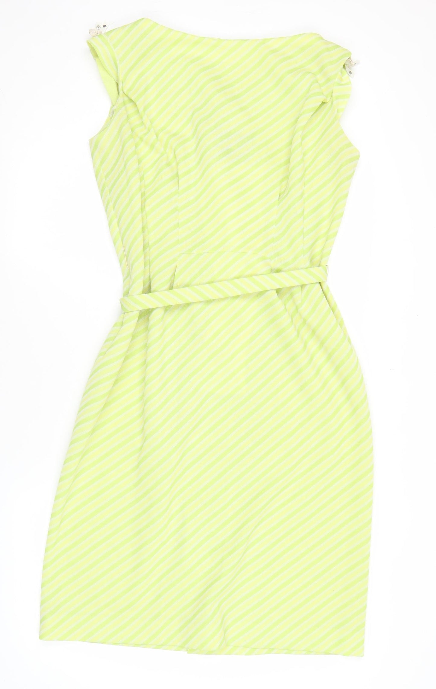 Raddlebarn of London Women’s Green Striped Knee Length Strapless Shift Dress UK 16