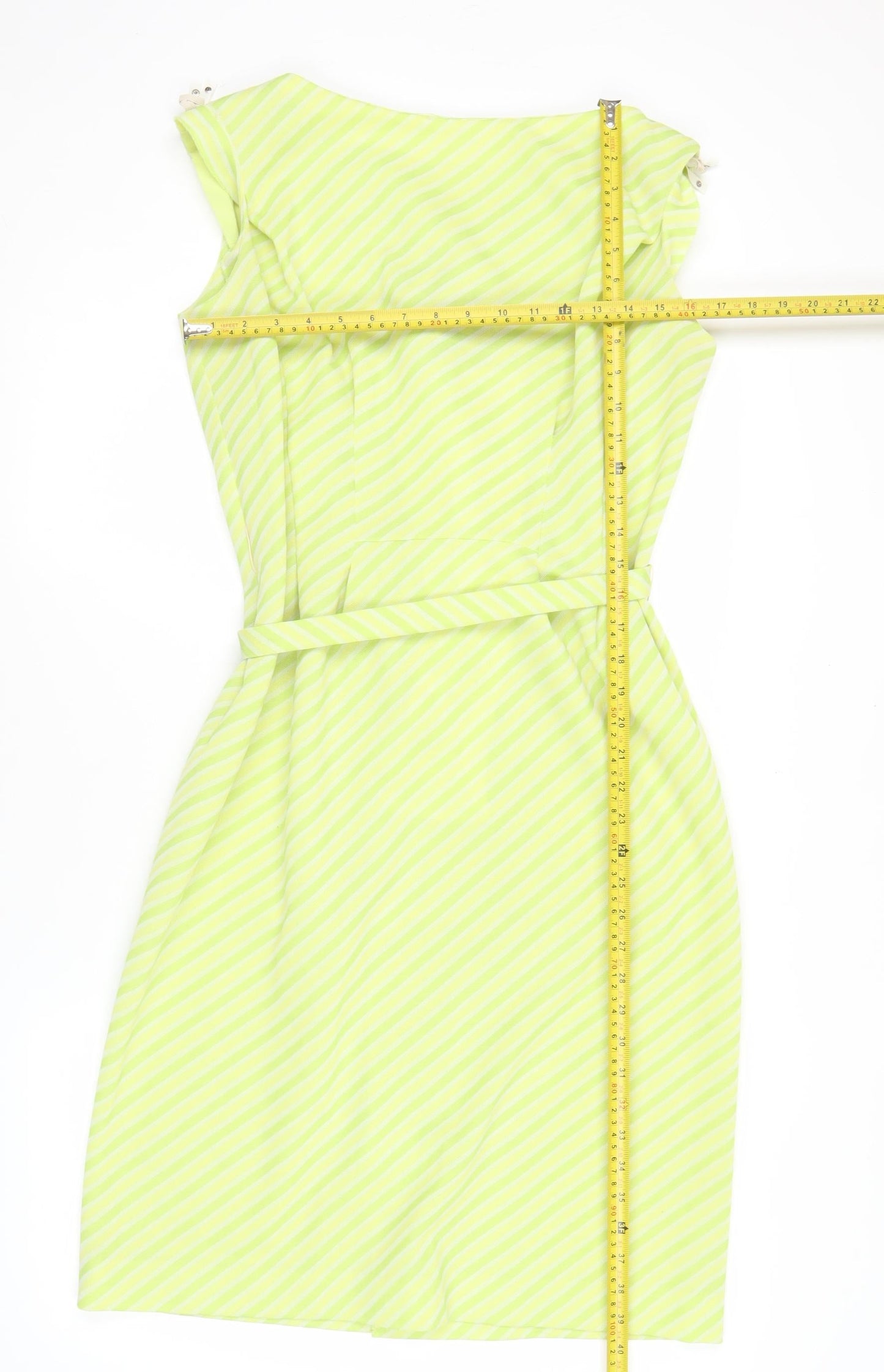 Raddlebarn of London Women’s Green Striped Knee Length Strapless Shift Dress UK 16
