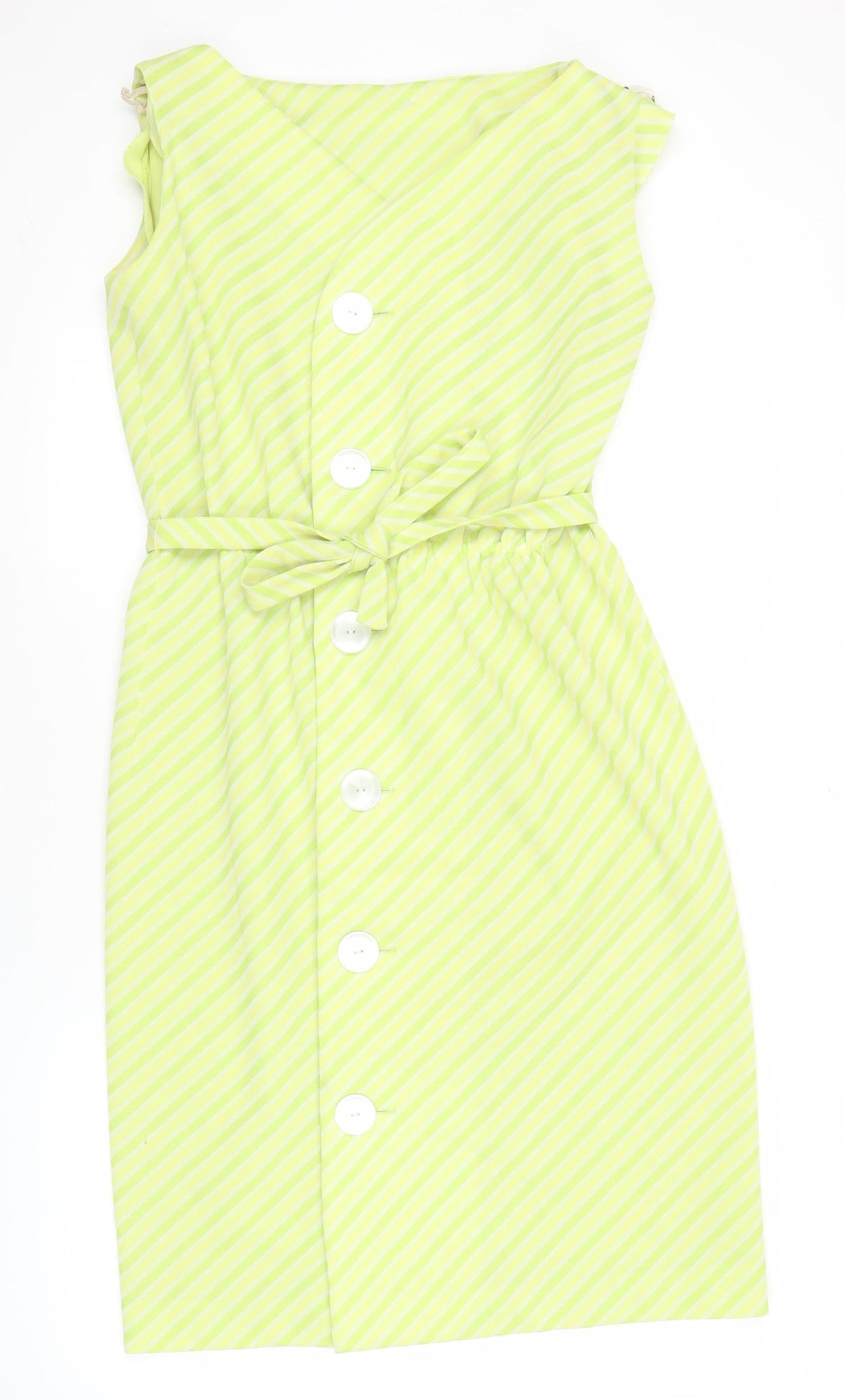 Raddlebarn of London Women’s Green Striped Knee Length Strapless Shift Dress UK 16