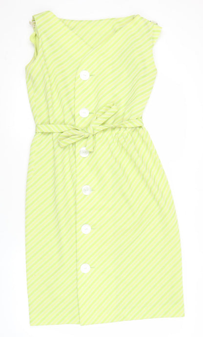 Raddlebarn of London Women’s Green Striped Knee Length Strapless Shift Dress UK 16