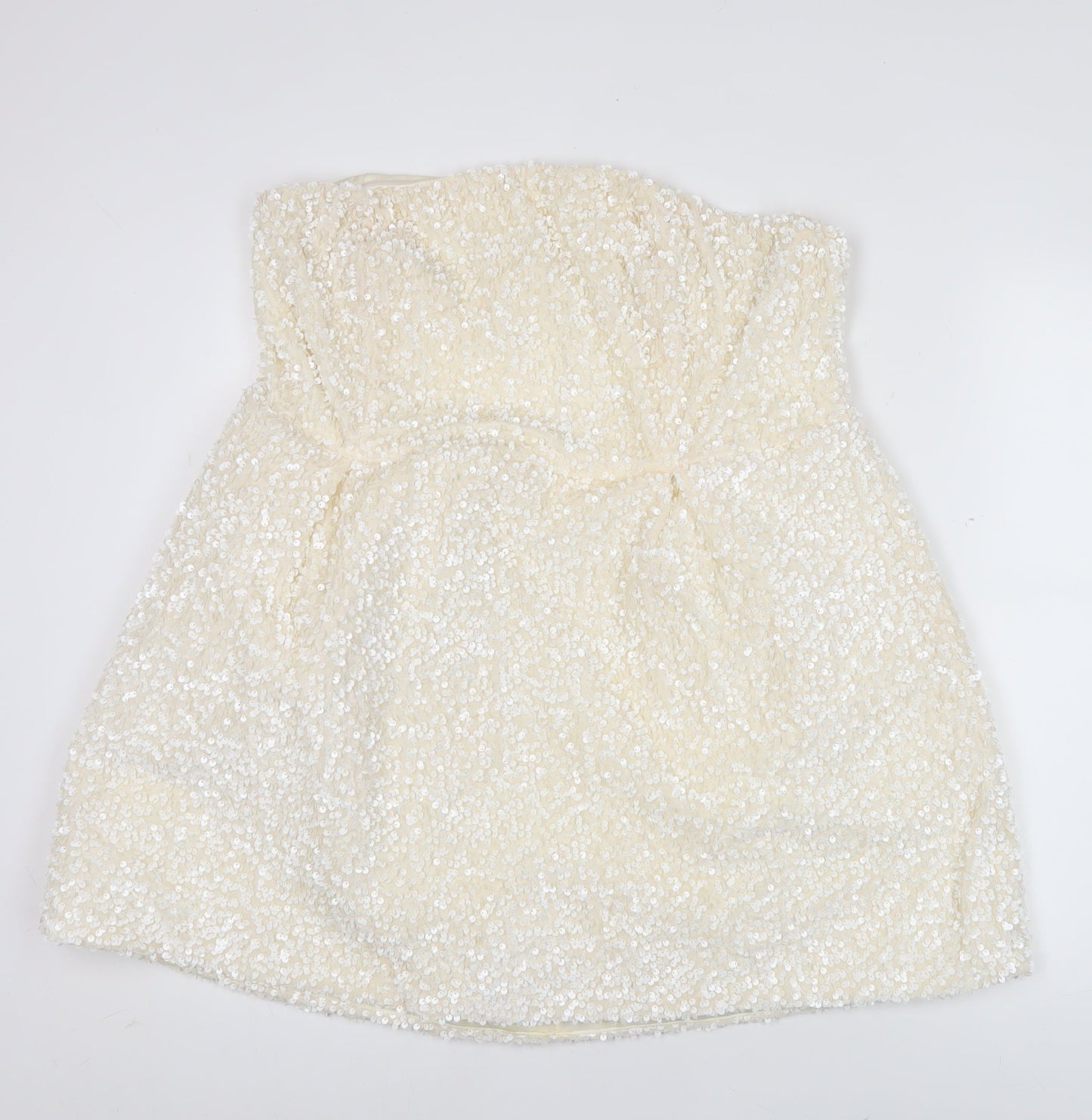 Fashion Nova Women’s Ivory Sequin Strapless Mini Dress 2XL