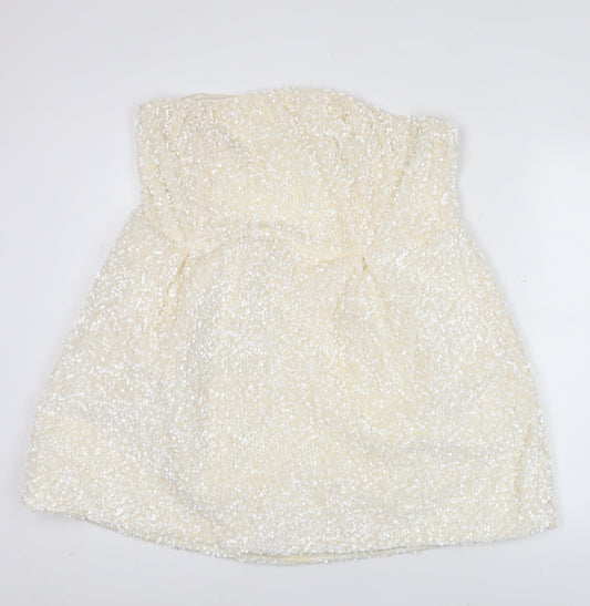 Fashion Nova Women’s Ivory Sequin Strapless Mini Dress 2XL