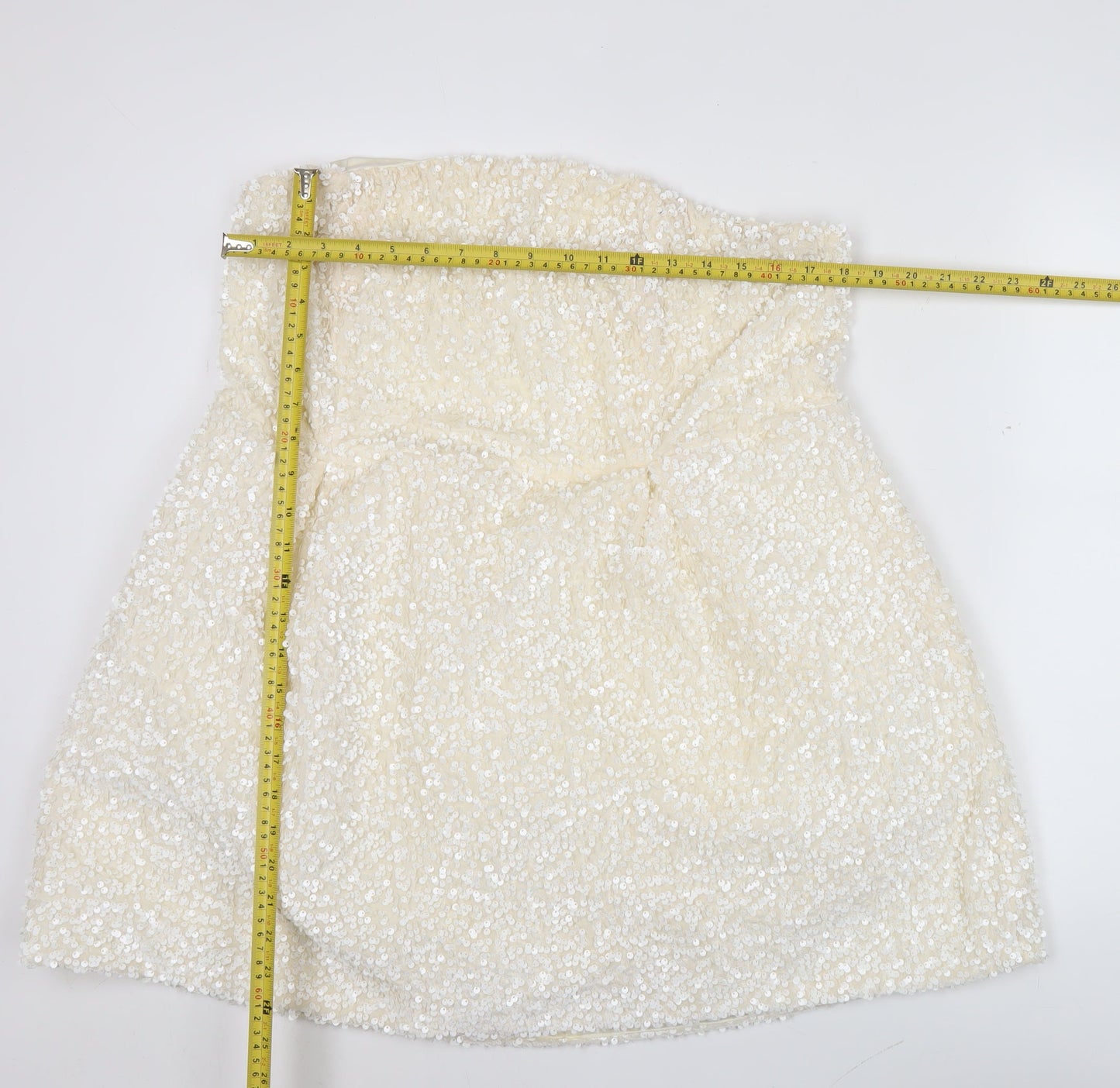 Fashion Nova Women’s Ivory Sequin Strapless Mini Dress 2XL