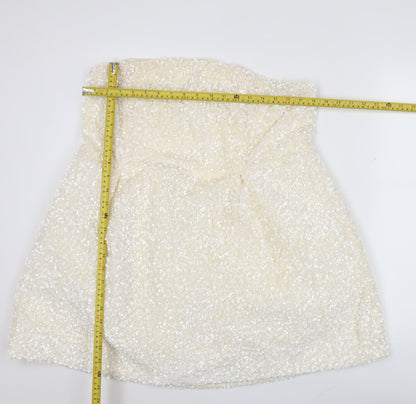 Fashion Nova Women’s Ivory Sequin Strapless Mini Dress 2XL