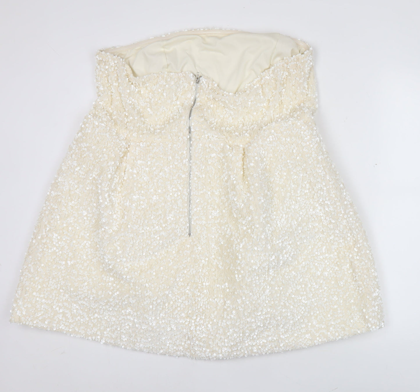 Fashion Nova Women’s Ivory Sequin Strapless Mini Dress 2XL