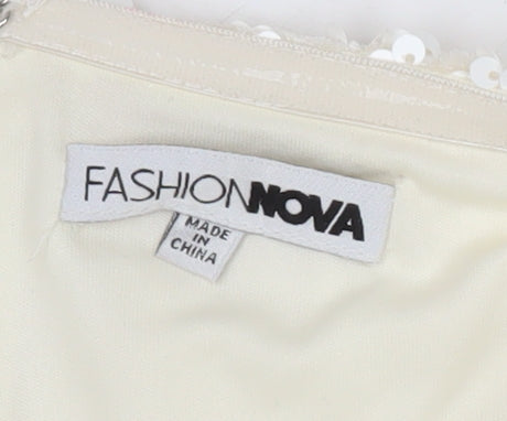 Fashion Nova Women’s Ivory Sequin Strapless Mini Dress 2XL
