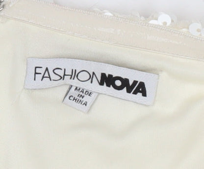 Fashion Nova Women’s Ivory Sequin Strapless Mini Dress 2XL