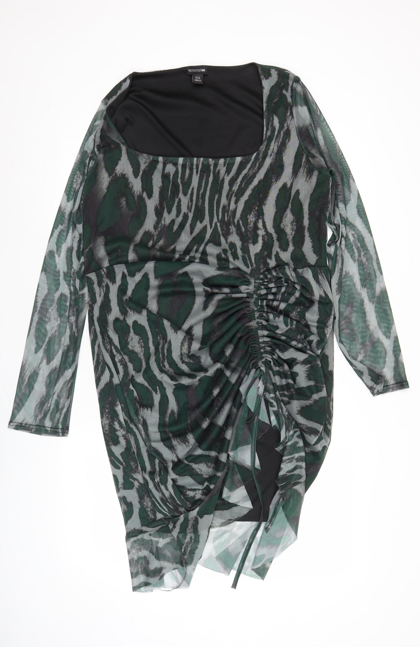 PrettyLittleThing Women’s Green Animal Print Bodycon Dress Size 18